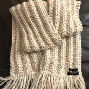 Vintage Coach 100% Wool Cream cable knit Scarf-BIG